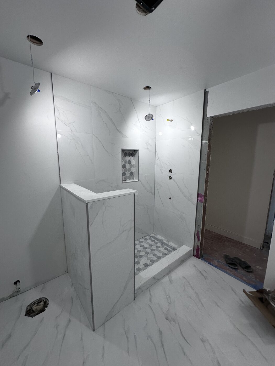Curbless shower build